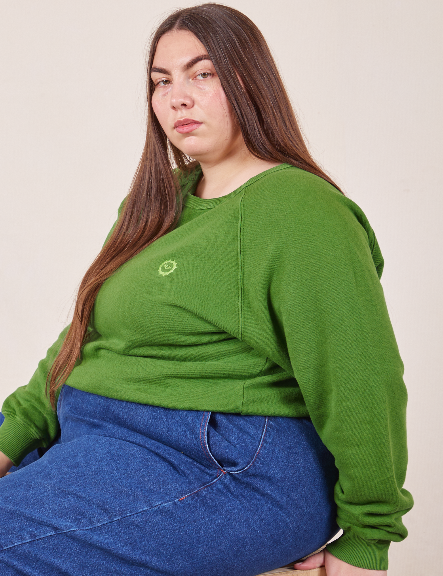 Side view of Heavyweight Crew in Lawn Green on Marielena