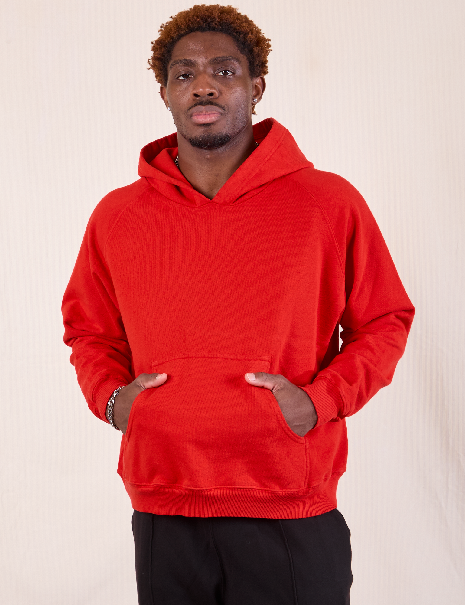Red hoodie and sweatpants sales