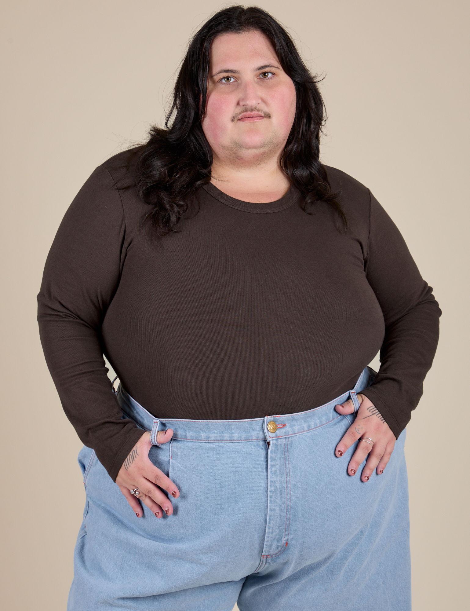 Long Sleeve Baby Tee - Espresso Brown