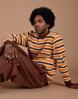 Long Sleeve Striped Burly Tee in Orange worn by Jerrod
