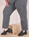 Mid-Rise Work Pants in Slate Grey pant leg close up on Juliet