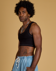 Contrast Stitch Mini Tank - Basic Black