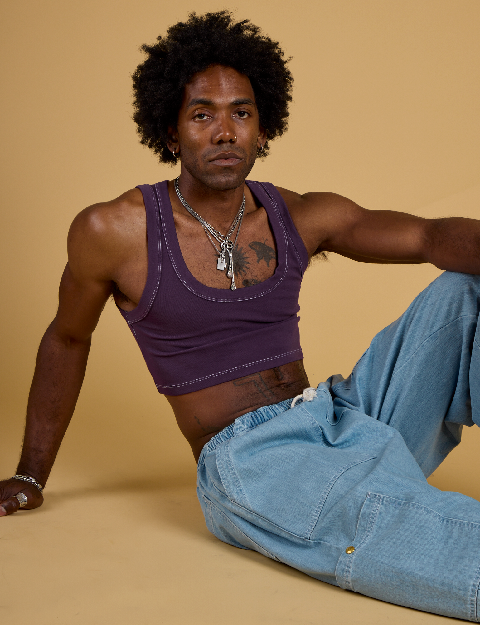 Contrast Stitch Mini Tank - Nebula Purple