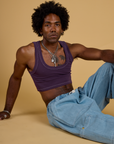 Contrast Stitch Mini Tank - Nebula Purple