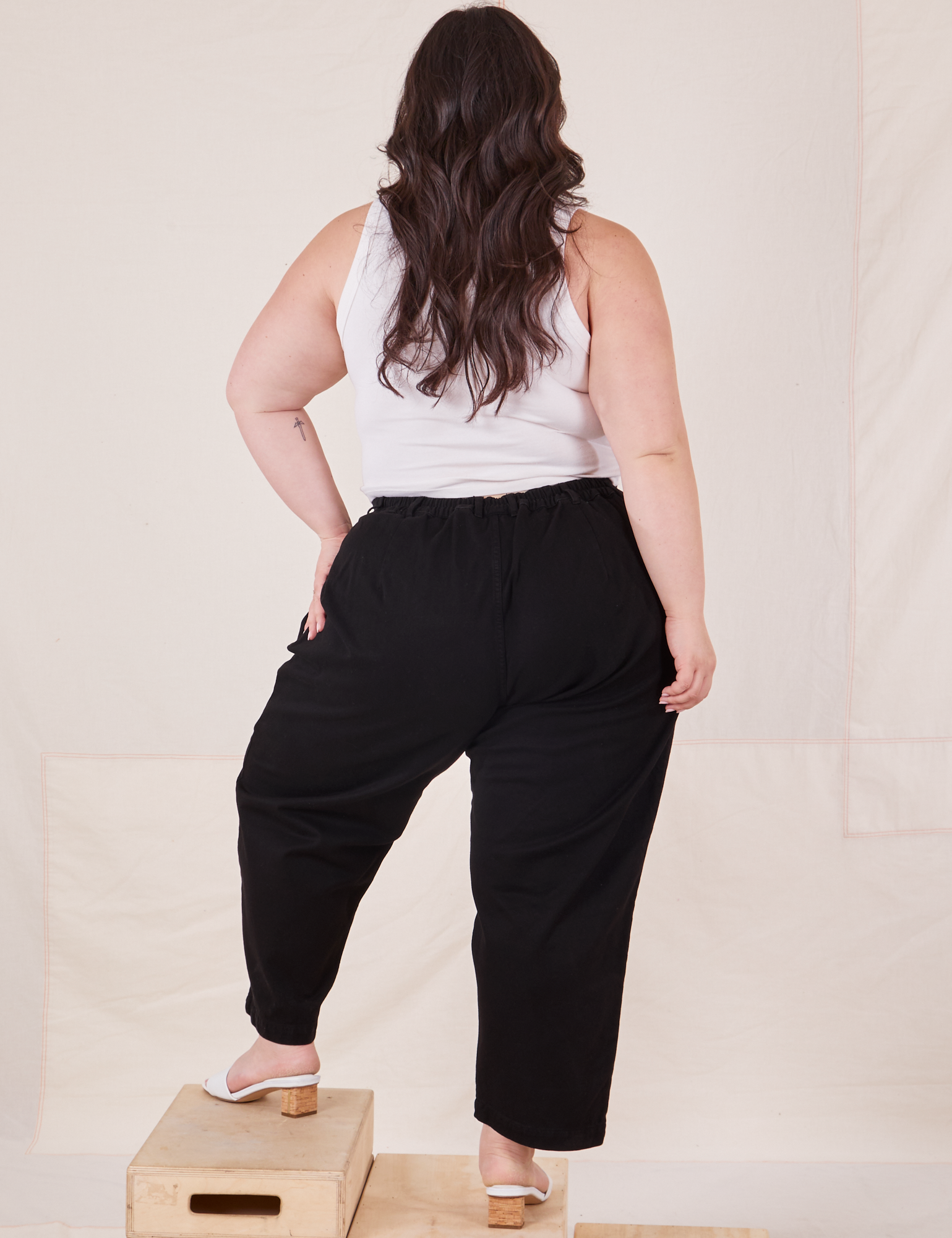 Back view of Organic Trousers in Basic Black on Ashley