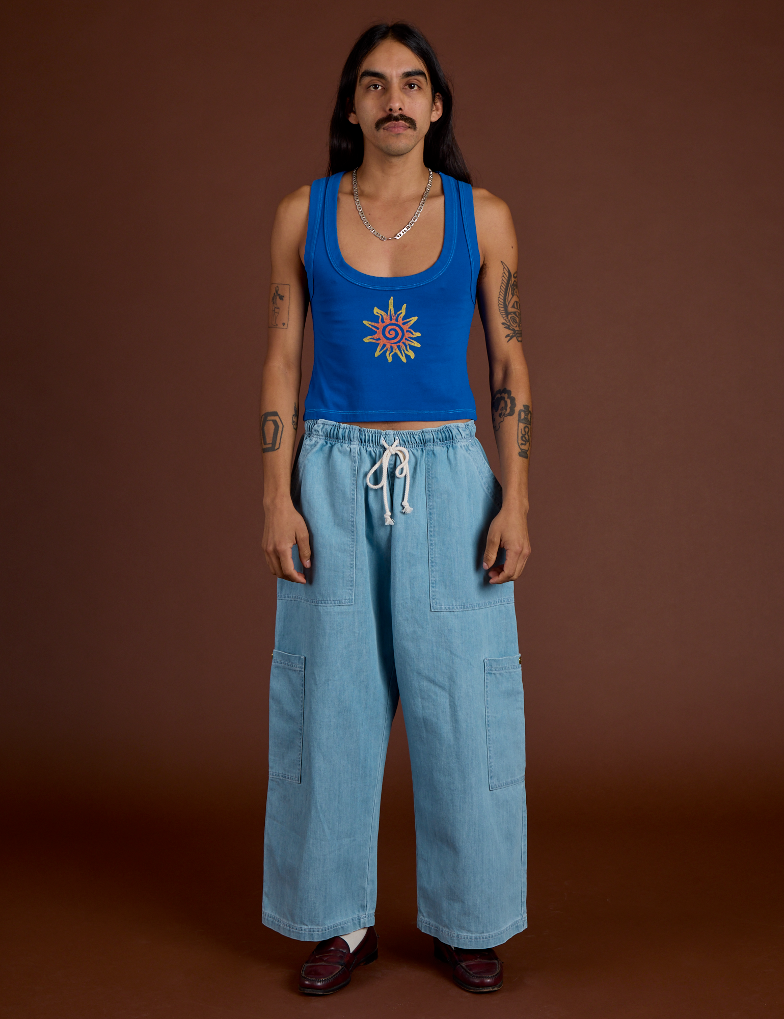 Icon Cropped Tank - Blue Sun