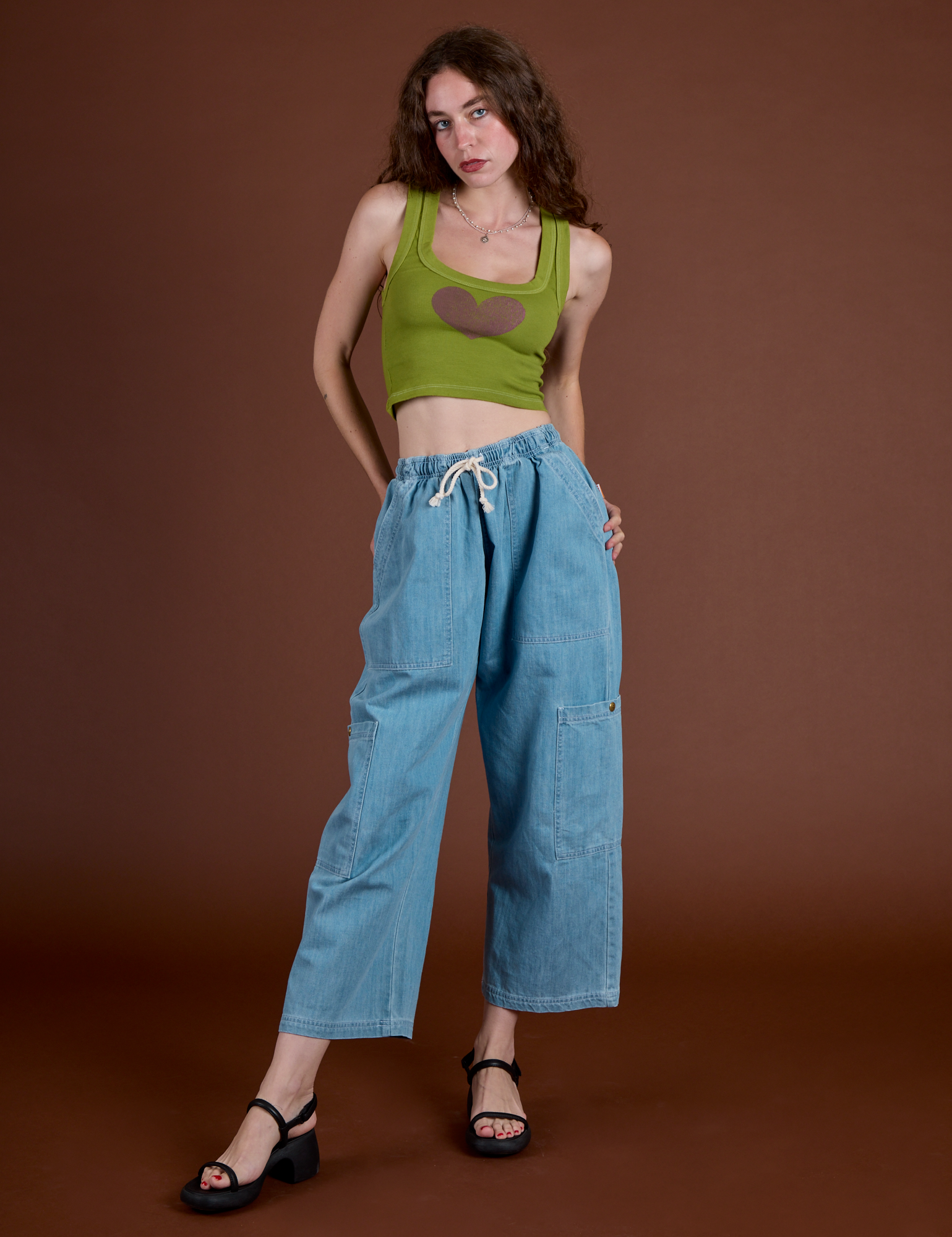Icon Cropped Tank - Green Heart