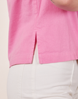 Pantry Button-Up in Bubblegum Pink close up of side vent
