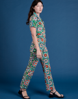 Side view of Quilt Print Jumpsuit on Alex