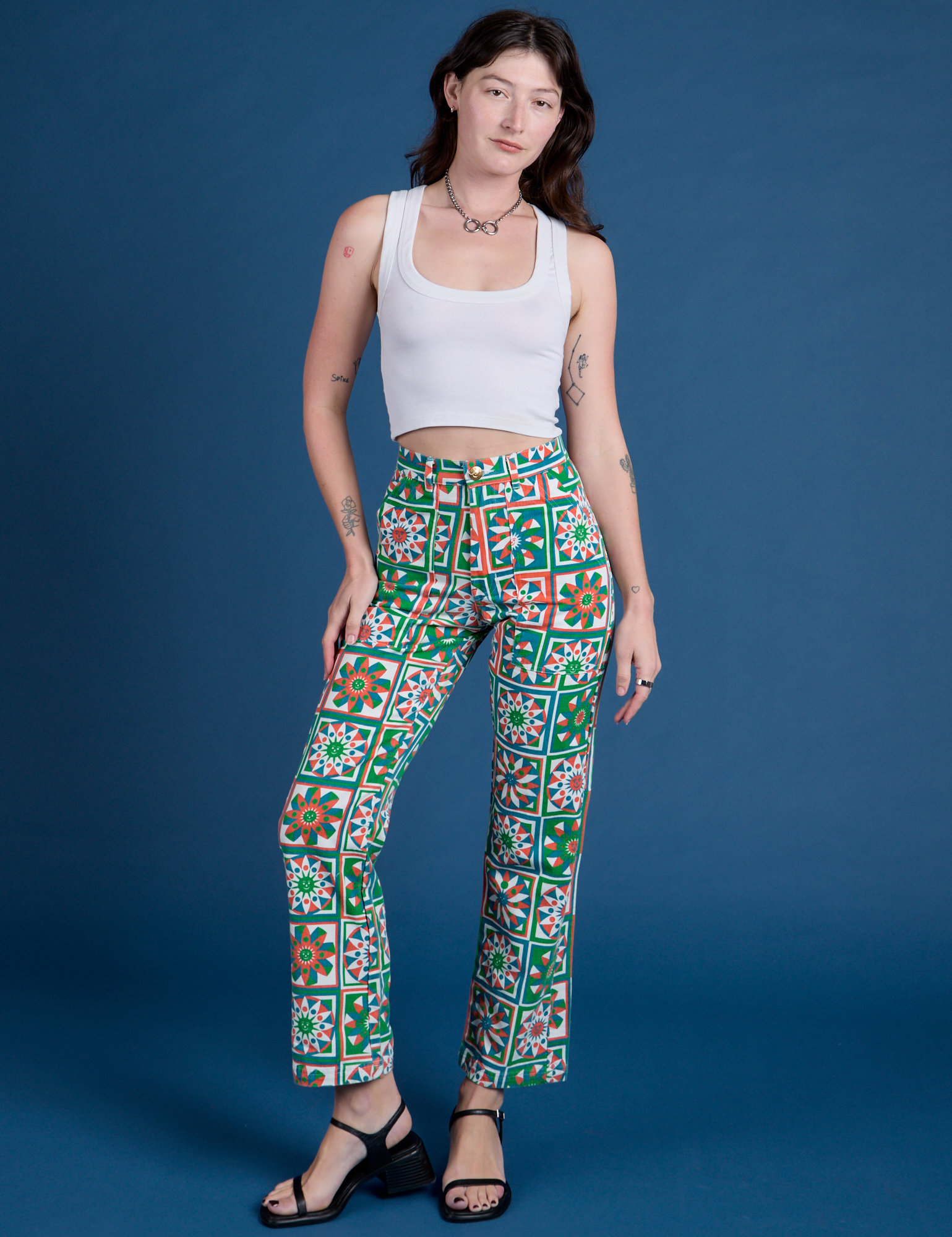 Work Pants in Quilt Print on Alex