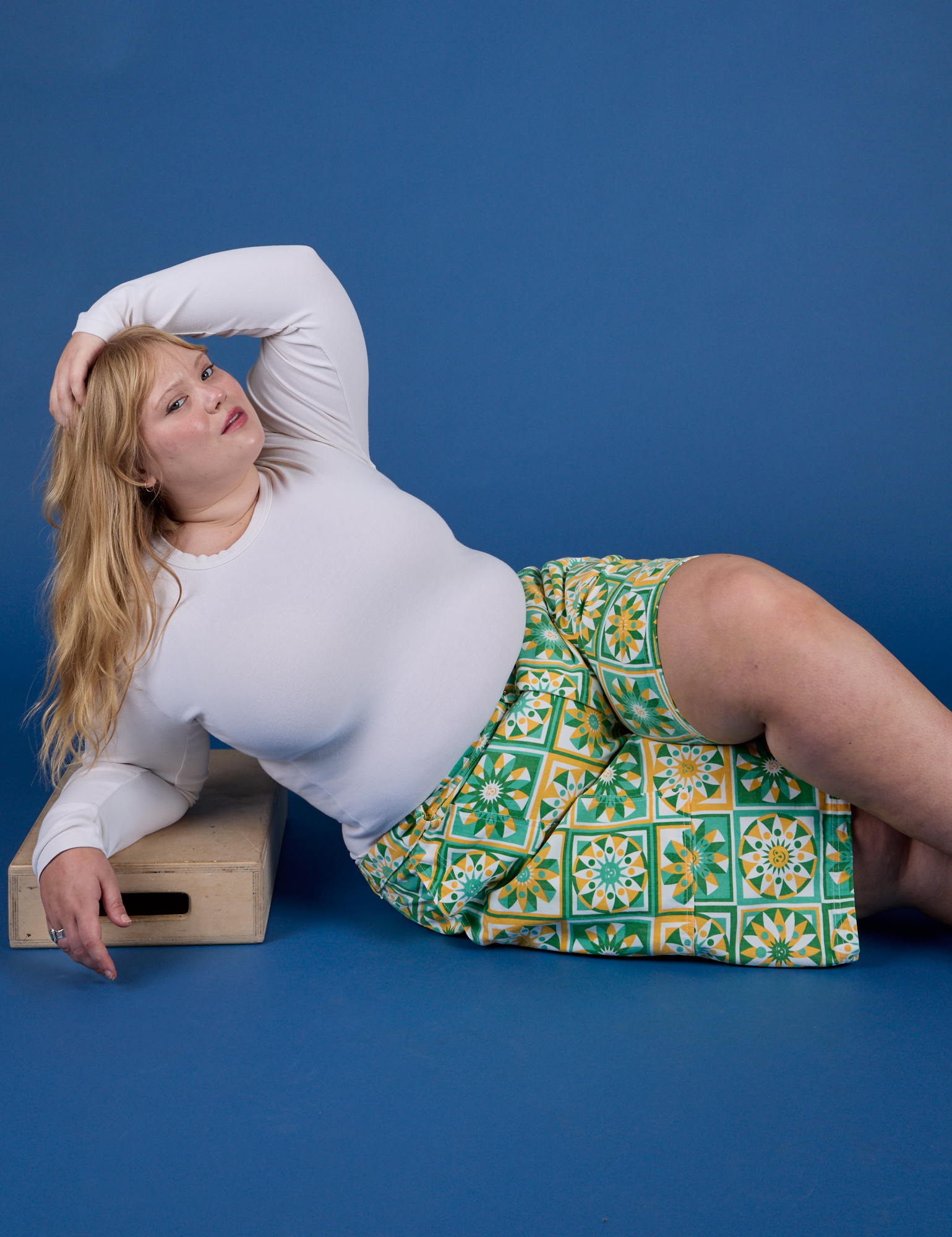 Longline Work Shorts - Spring Quilt Print