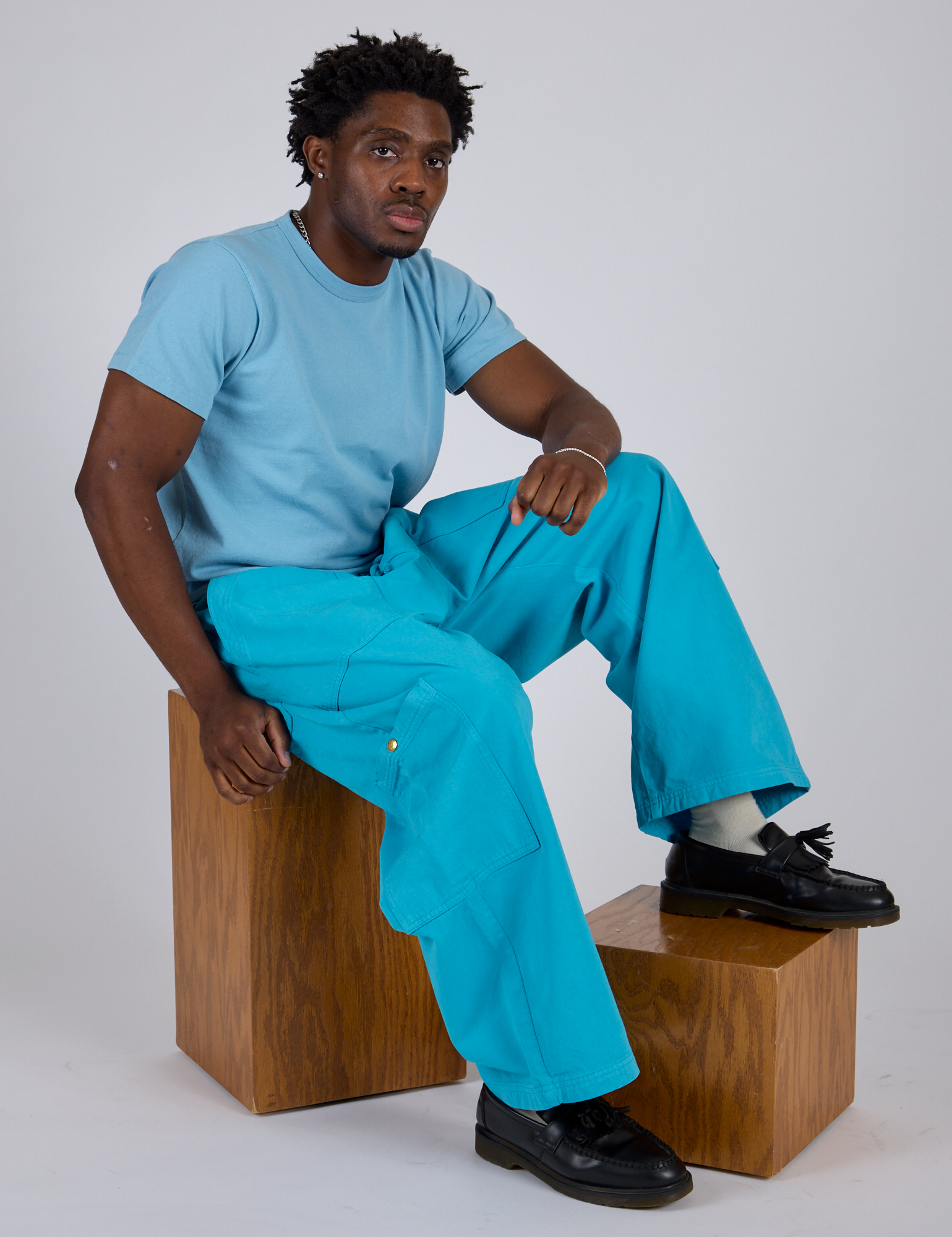 Drop Pocket Cargo Pants - Hawaiian Blue