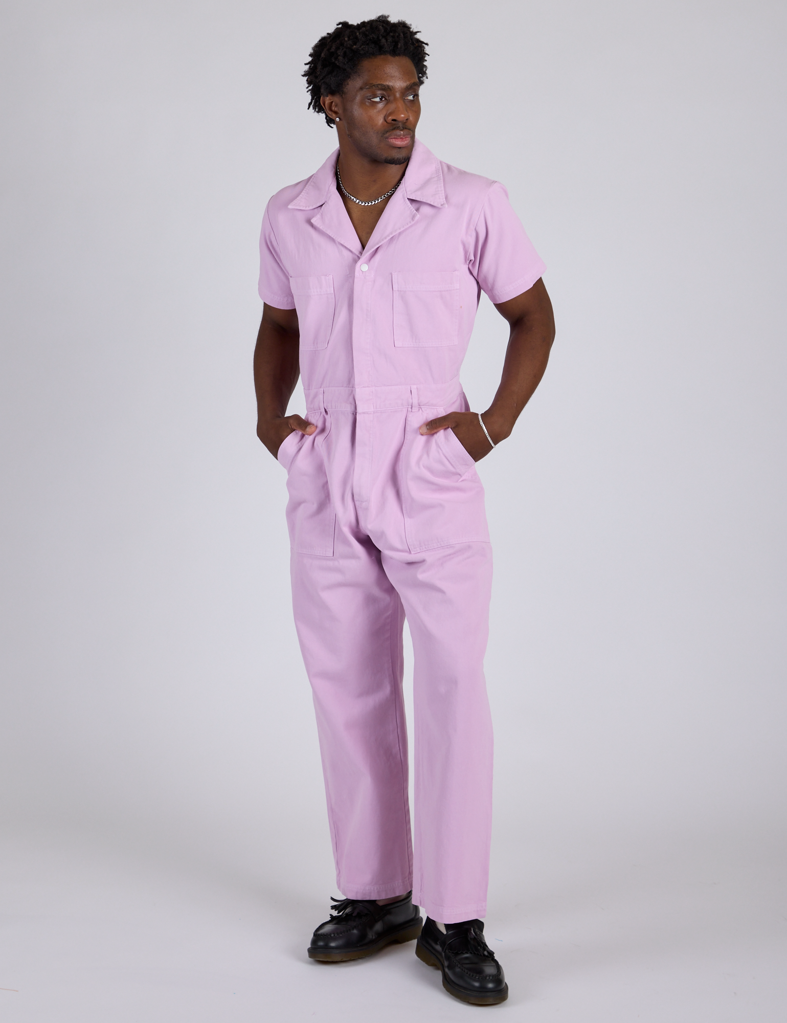Short Sleeve Jumpsuit - Lilac Purple
