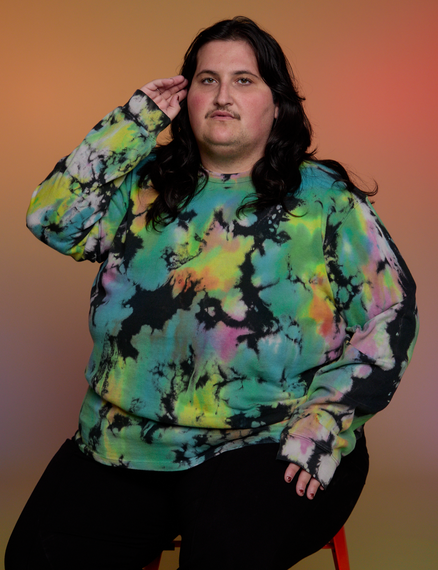 Magic Waters Long Sleeve Burly Tee in Rainbow on Sam