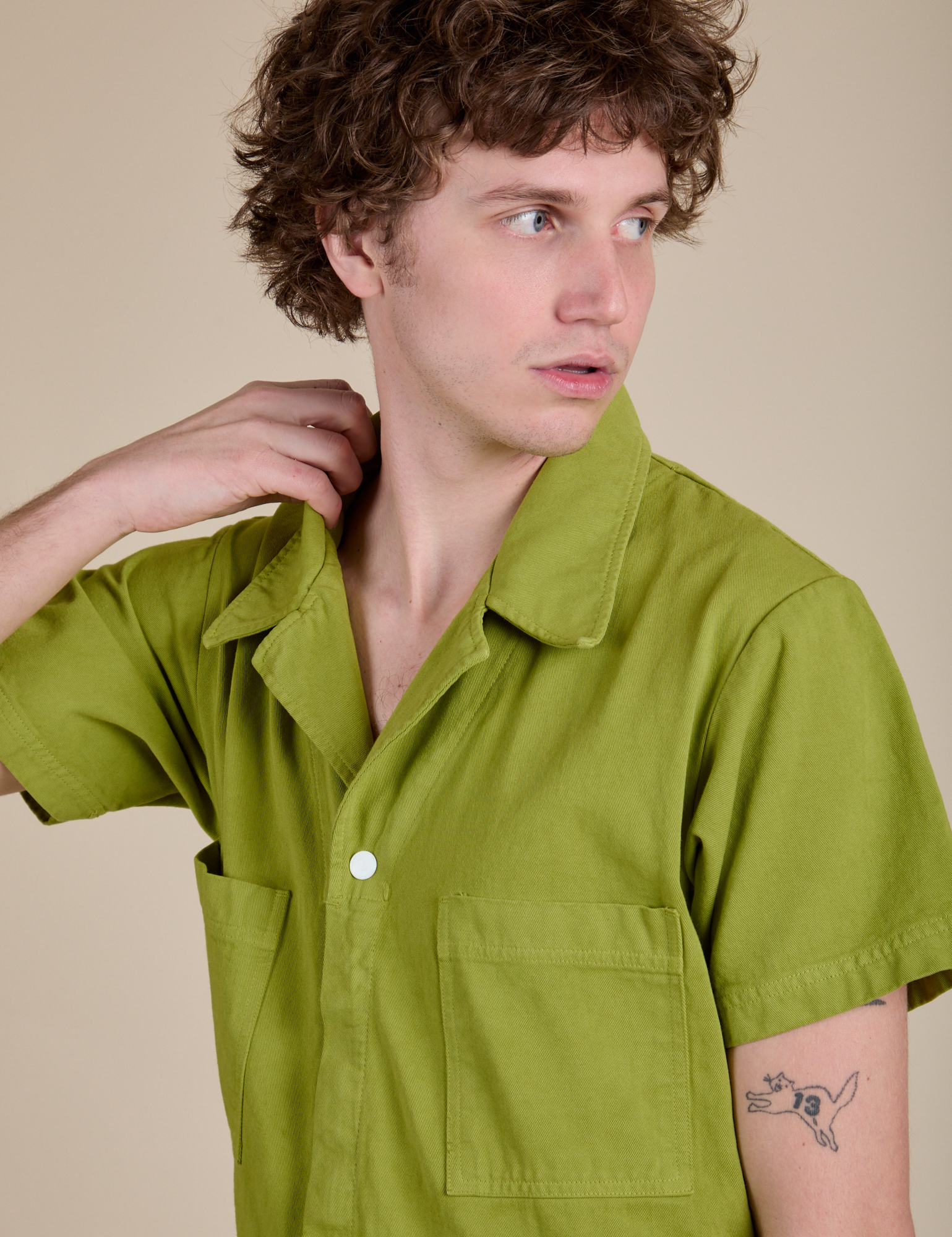 Short Sleeve Jumpsuit - Gross Green