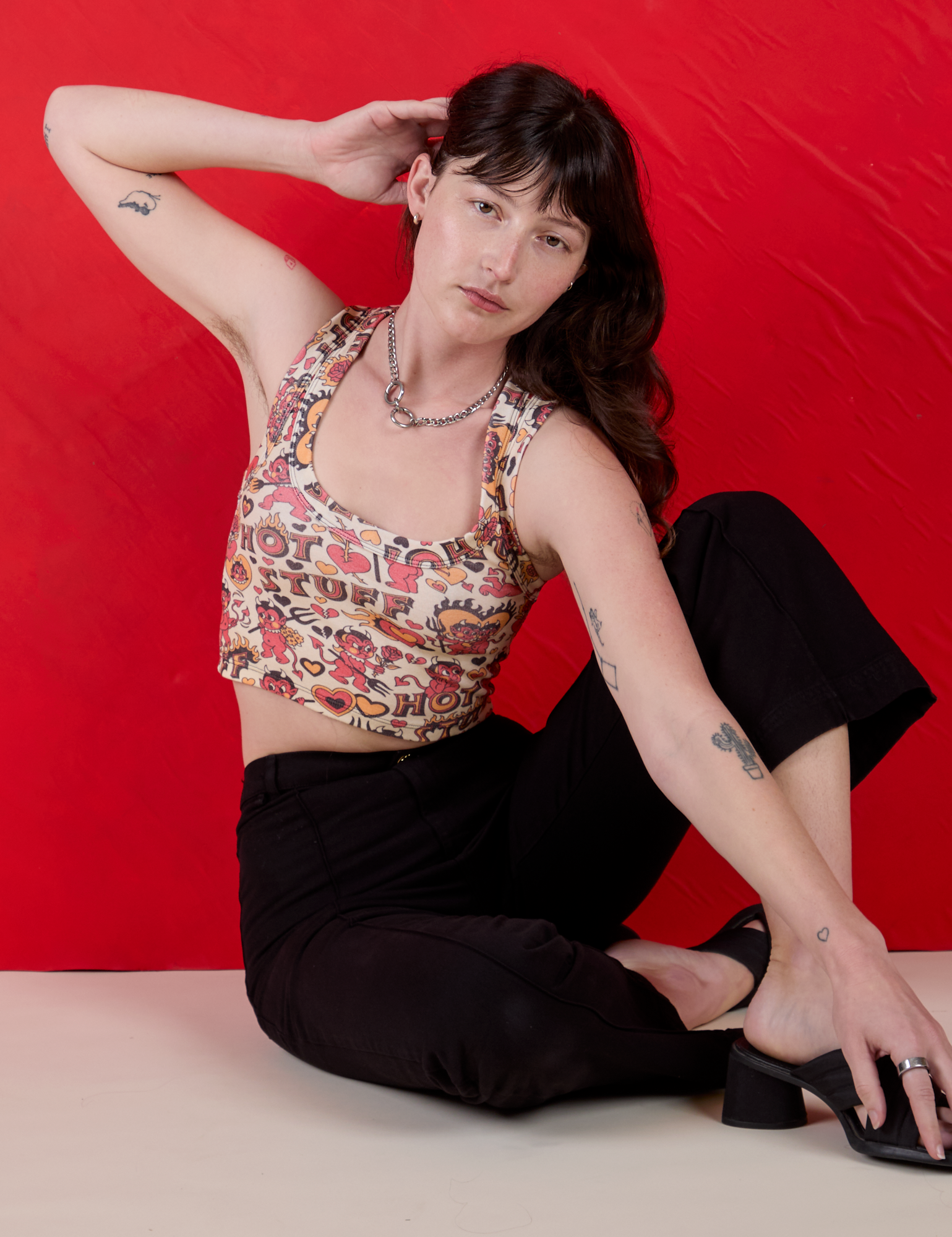 Cropped Tank Top - Hot Stuff Print