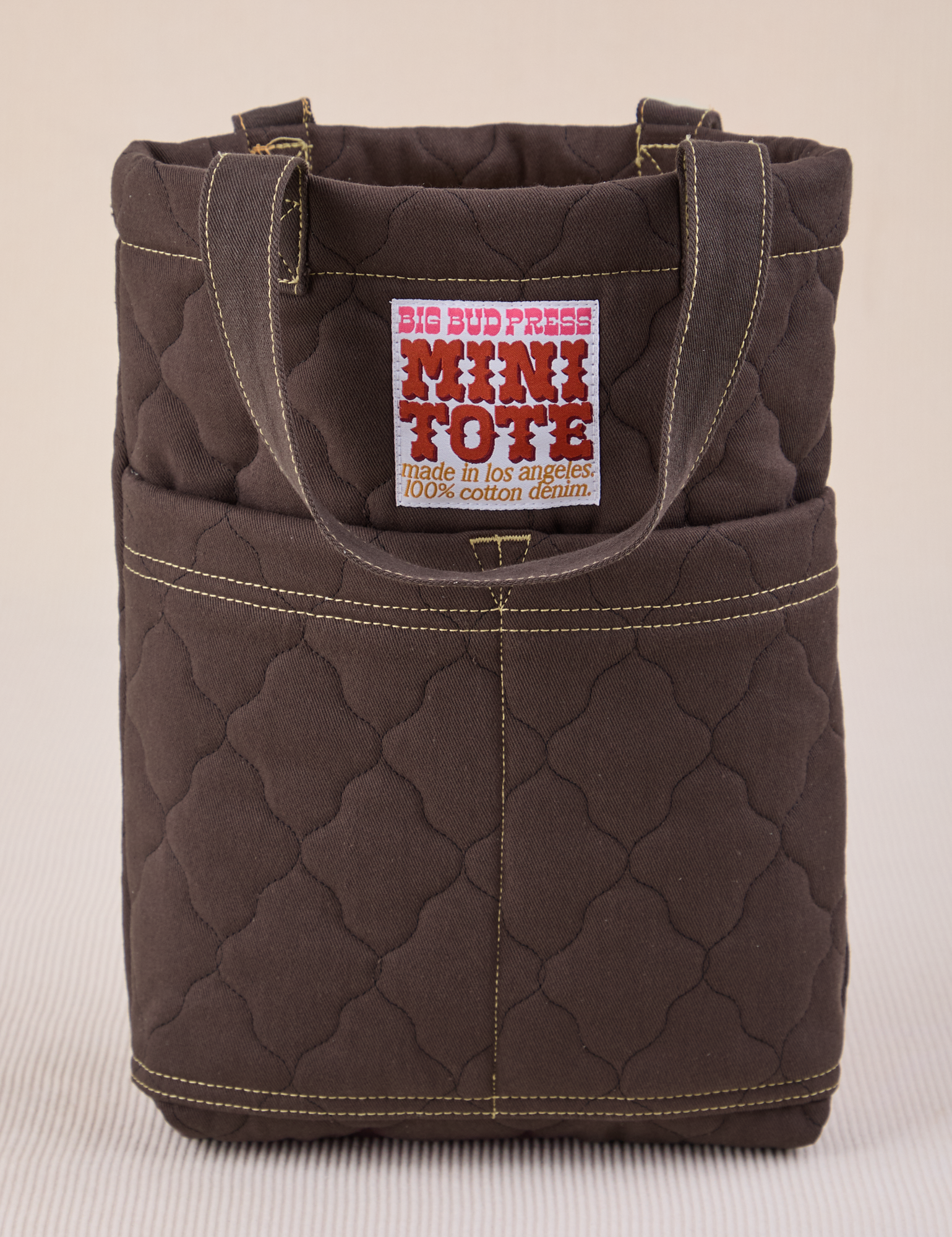 Quilted Mini Tote in Espresso Brown