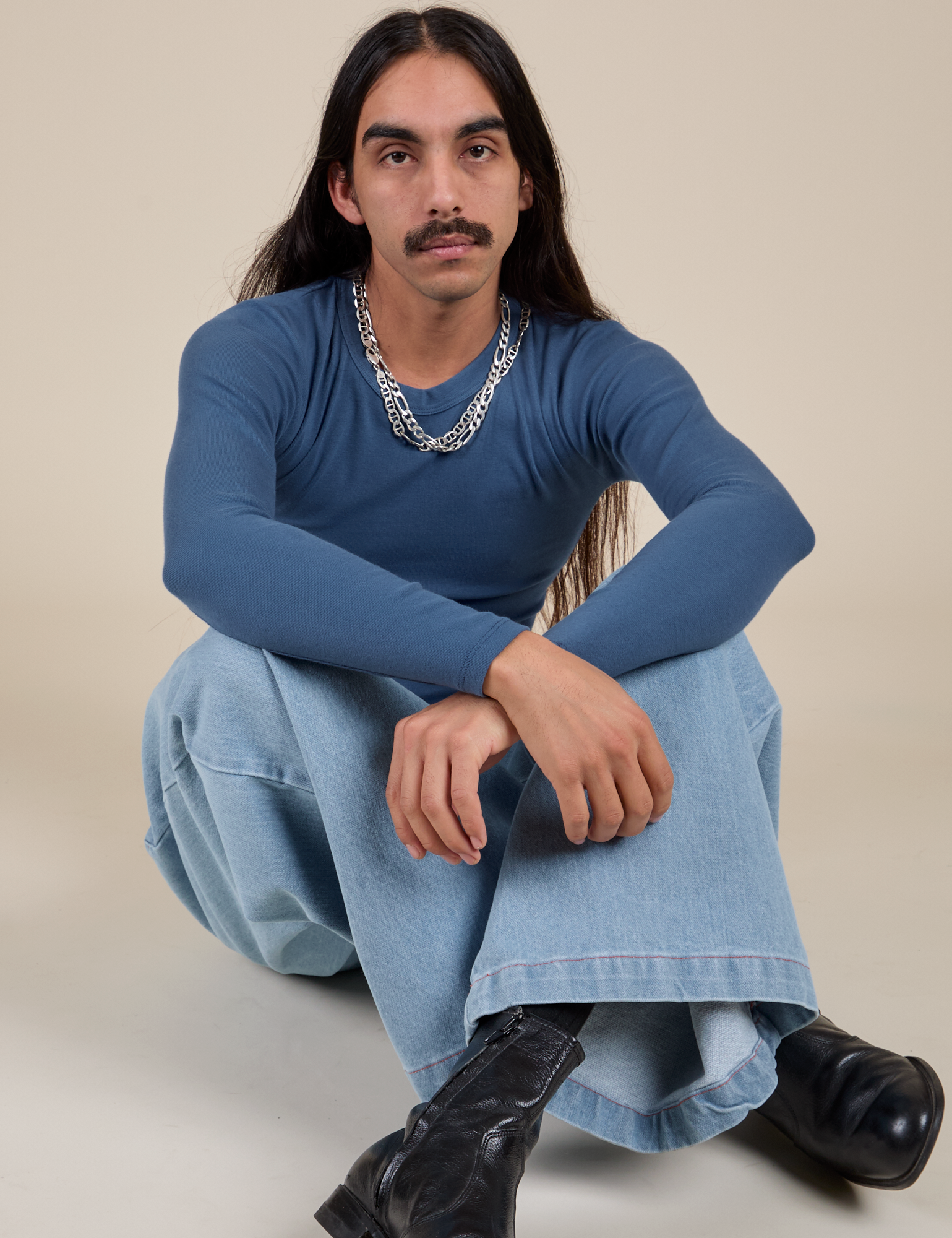 Long Sleeve Baby Tee - French Blue