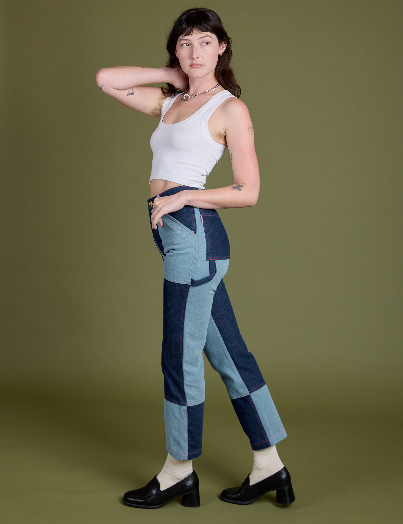 Mismatched Denim Carpenter Jeans