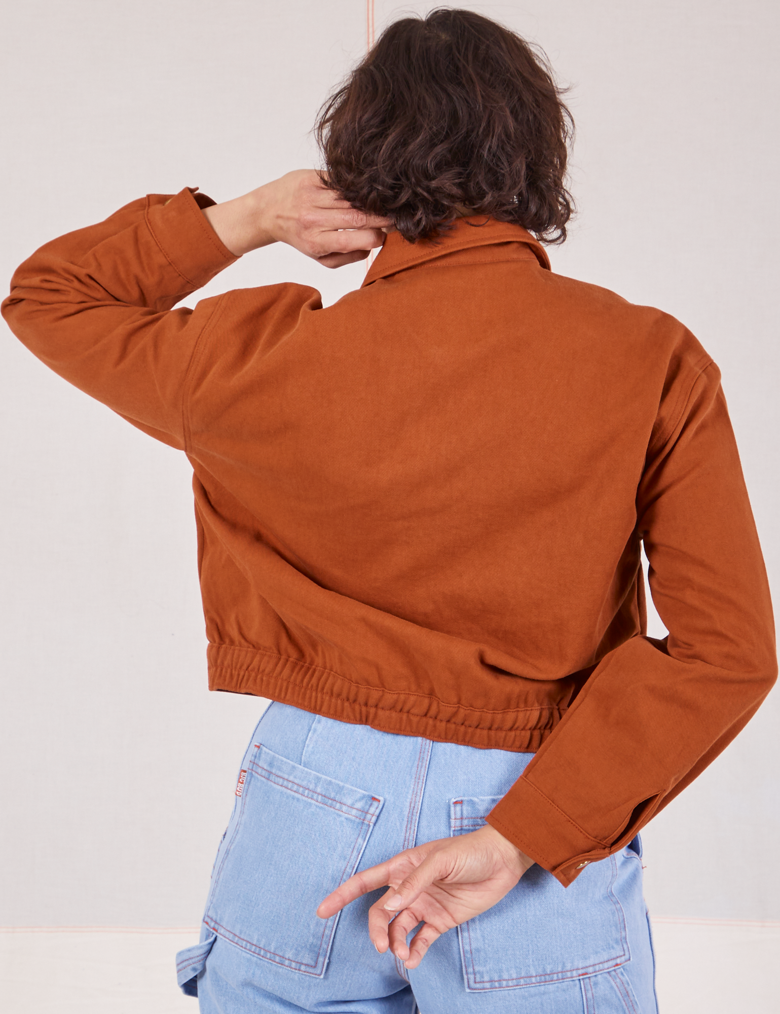 Ricky Jacket in Burnt Terracotta back view on Tiara