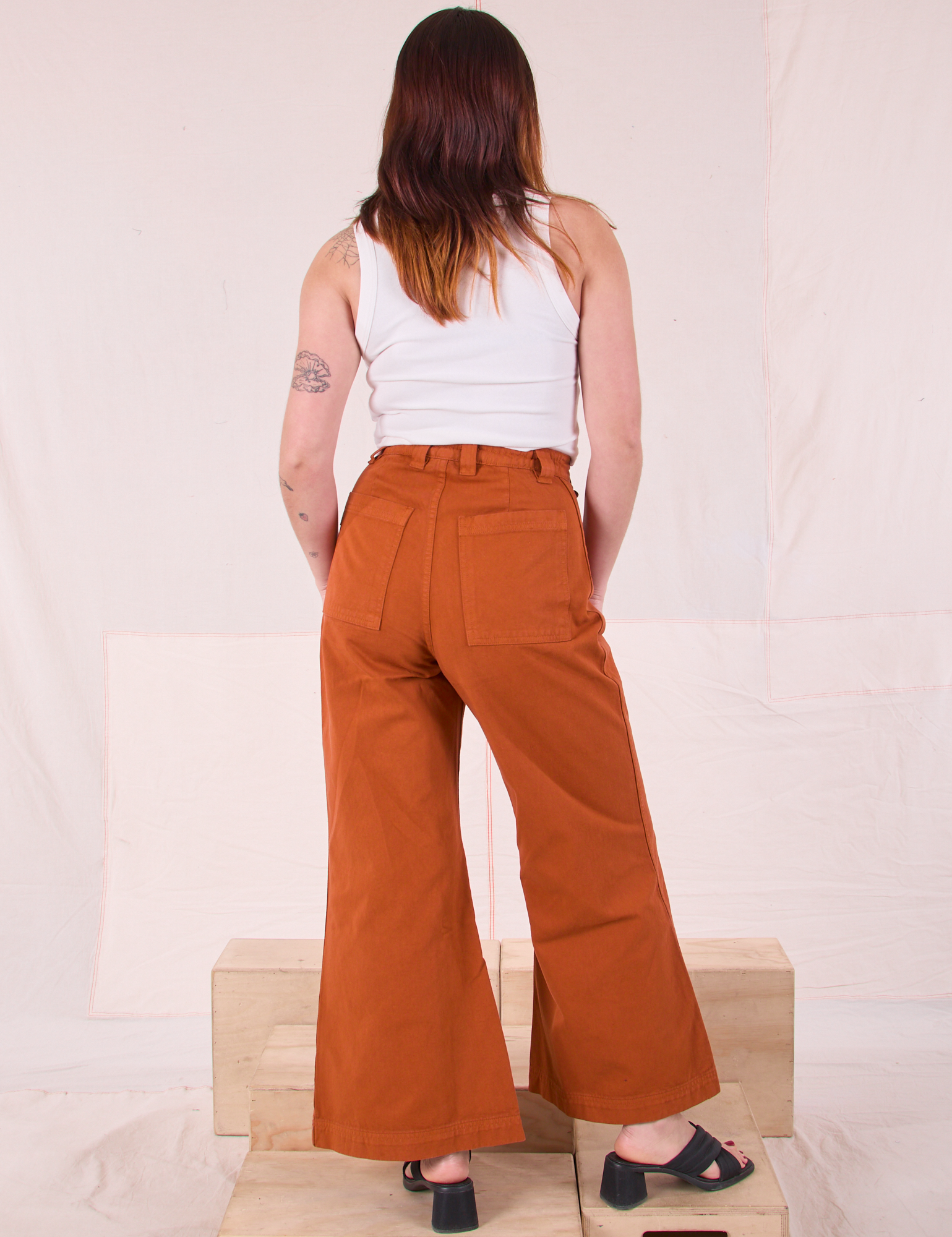 Bell Bottoms in Burnt Terracotta back view on Betty