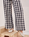 Wide Leg Trousers in Big Gingham pant leg close up on Alex
