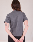 Burly Tee in Washed Grey back view on Alex