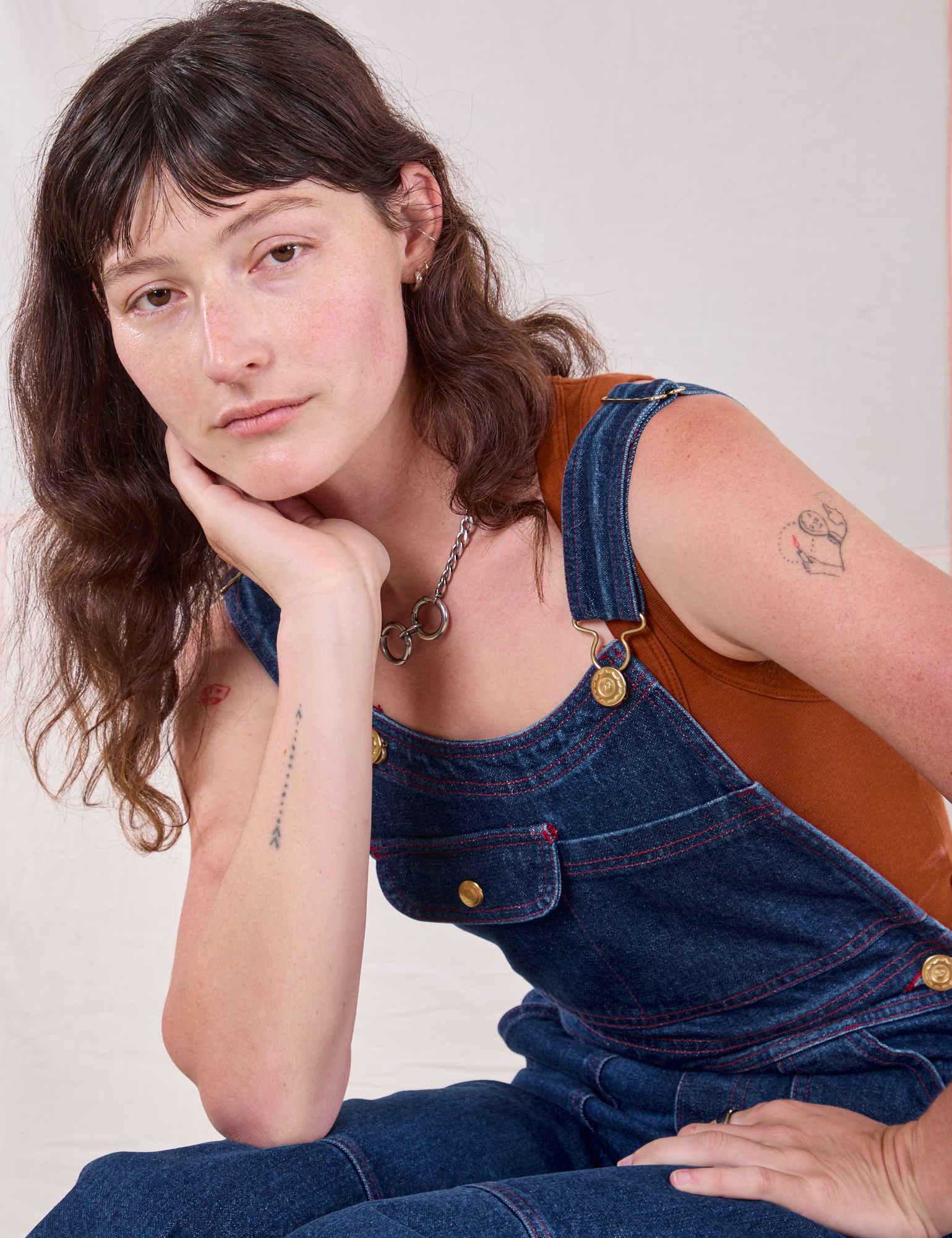 Carpenter Overalls in Dark Wash on Alex