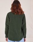 Corduroy Overshirt in Swamp Green back view on Alex