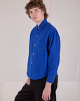 Cropped Overshirt in Royal Blue side view on Quinn