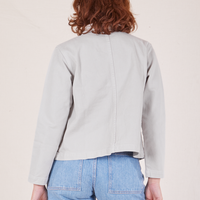 Back view of Denim Work Jacket in Dishwater White worn by Alex