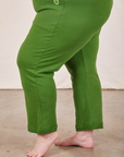 Cropped Rolled Cuff Sweatpants in Lawn Green pant leg side view on Marielena