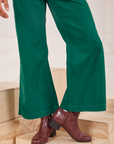 Pant leg close up of Bell Bottoms in Hunter Green on Jesse