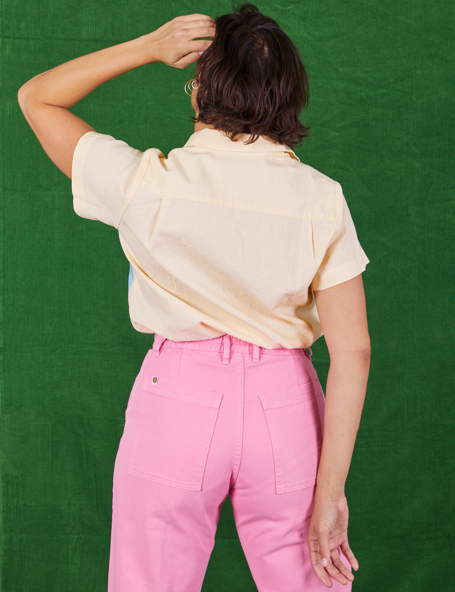 Back view of Pantry Button-Up in Lace Airbrush and bubblegum pink Western Pants on Tiara