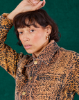 Tiara is wearing Field Coat in Leopard Print