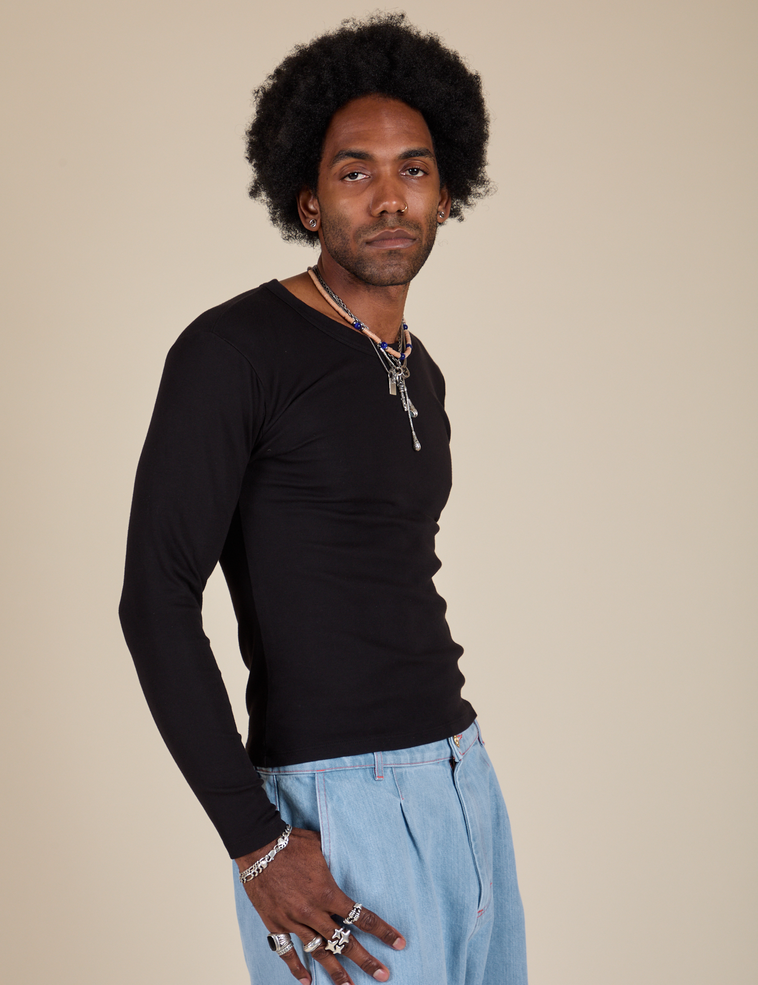 Long Sleeve Baby Tee - Basic Black