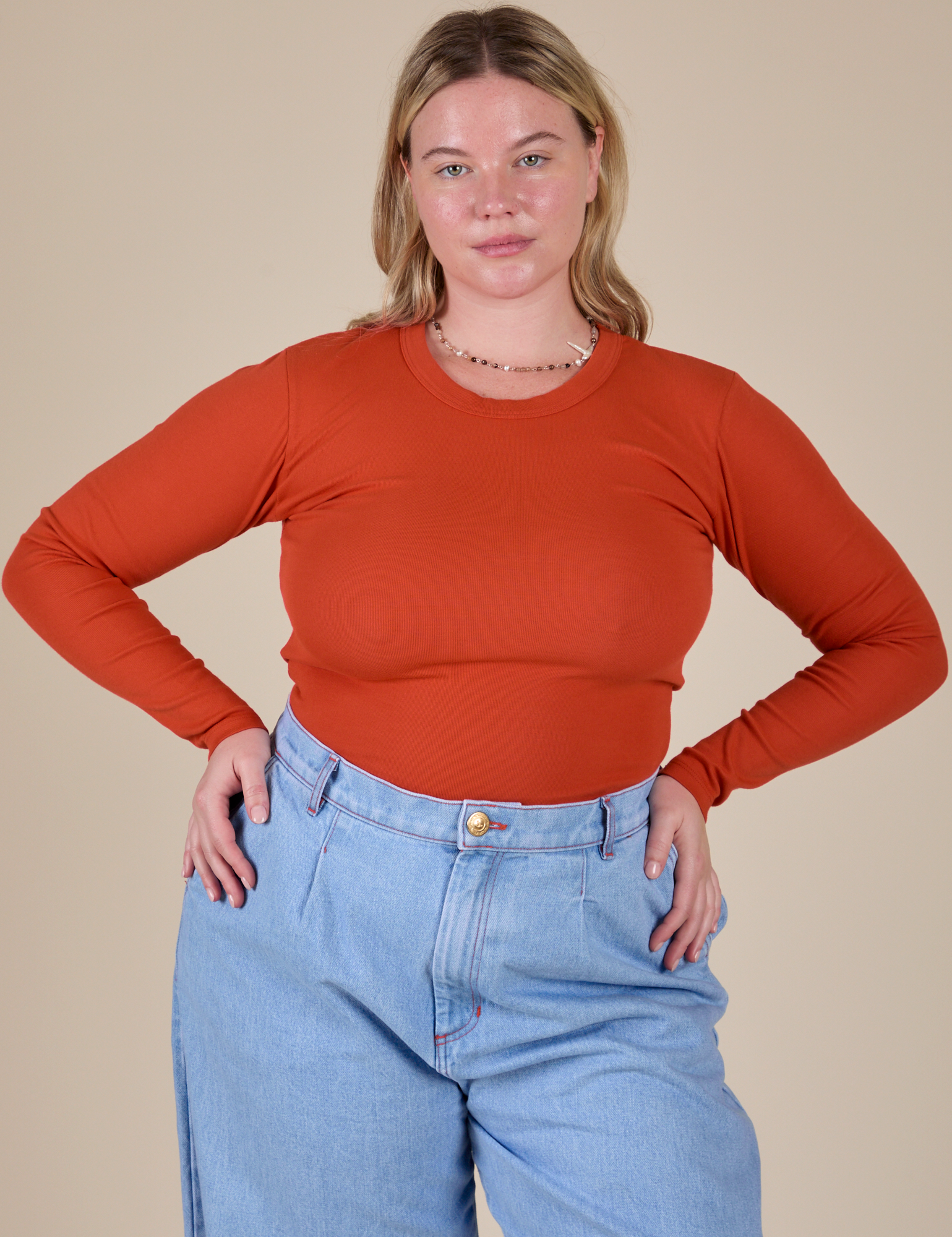 Long Sleeve Baby Tee - Chili Red