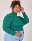Essential Turtleneck in Hunter Green side view on Morgan