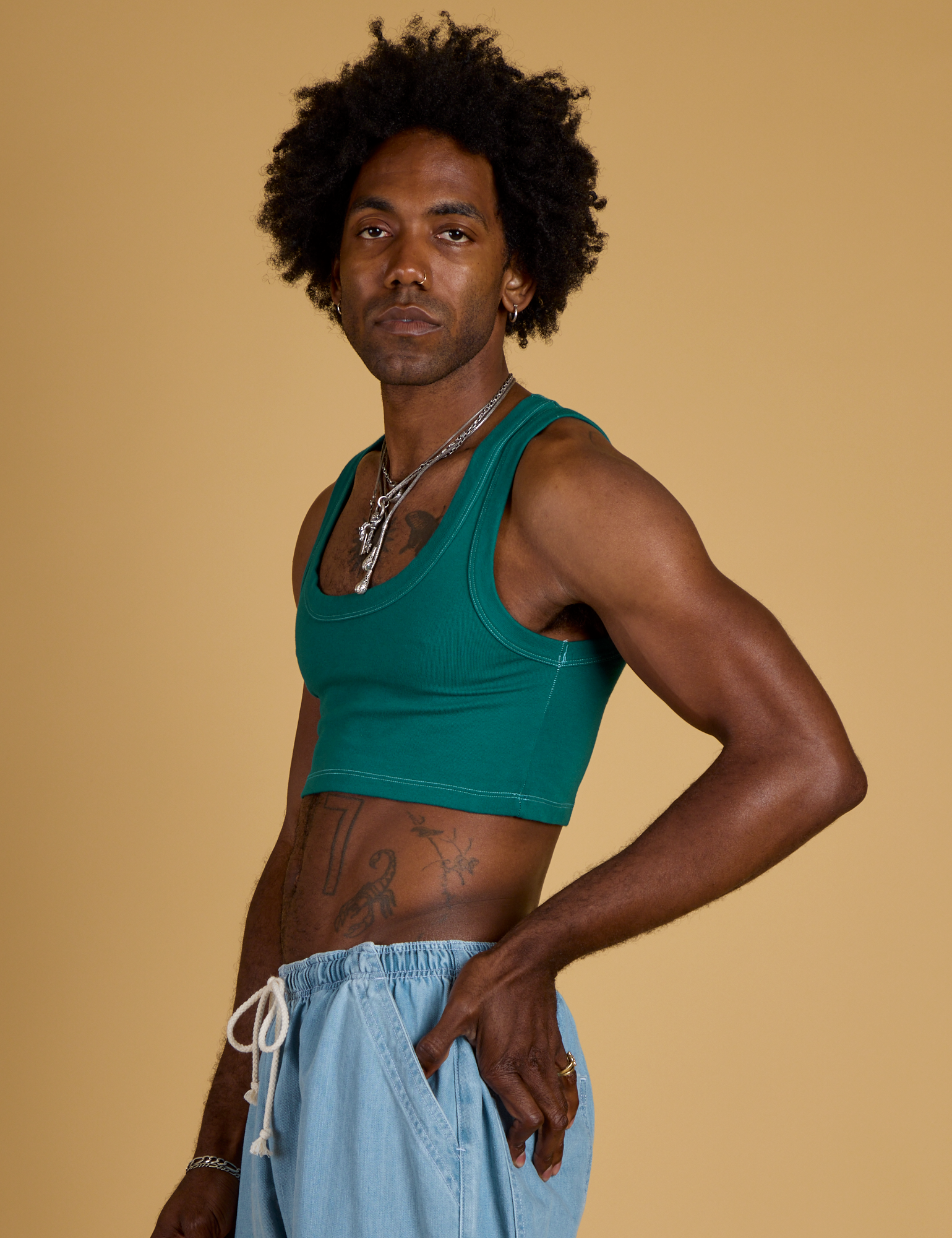 Contrast Stitch Mini Tank - Hunter Green