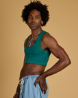 Contrast Stitch Mini Tank - Hunter Green