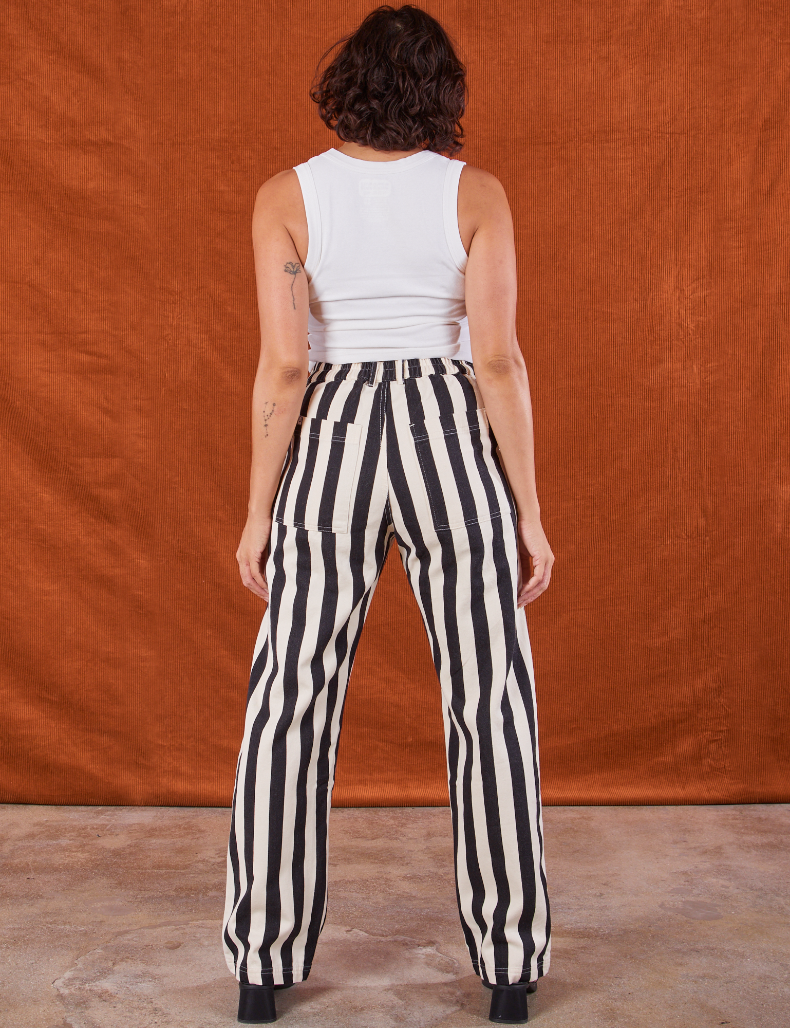 Black Stripe Work Pants White