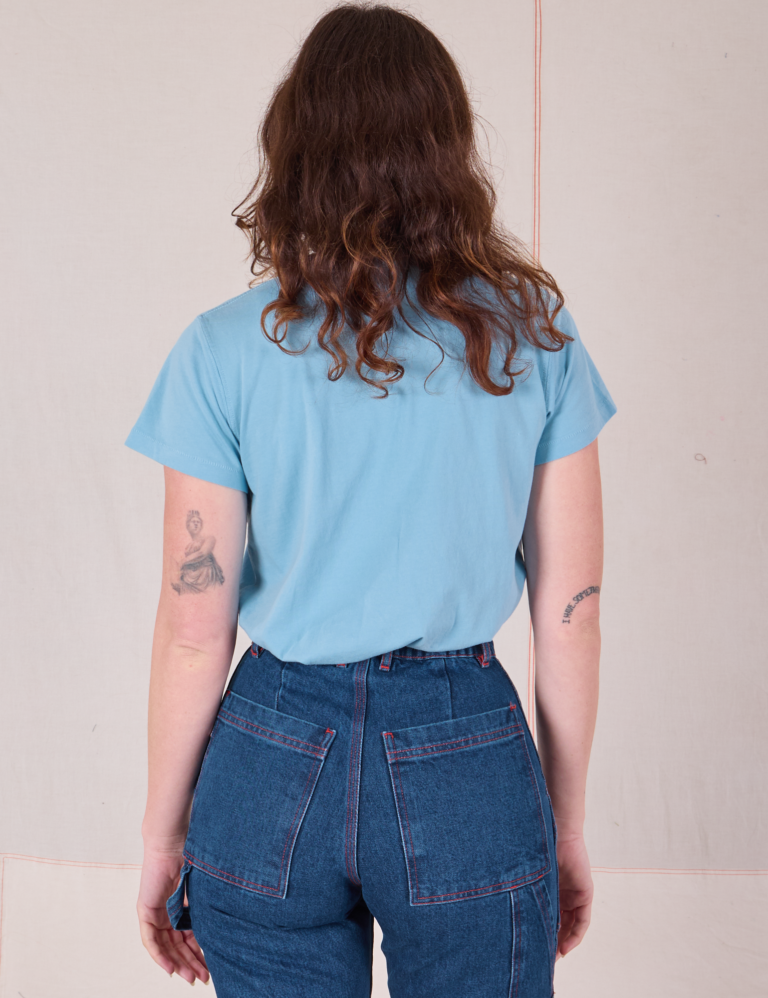 Organic Vintage Tee in Baby Tee back view on Alex