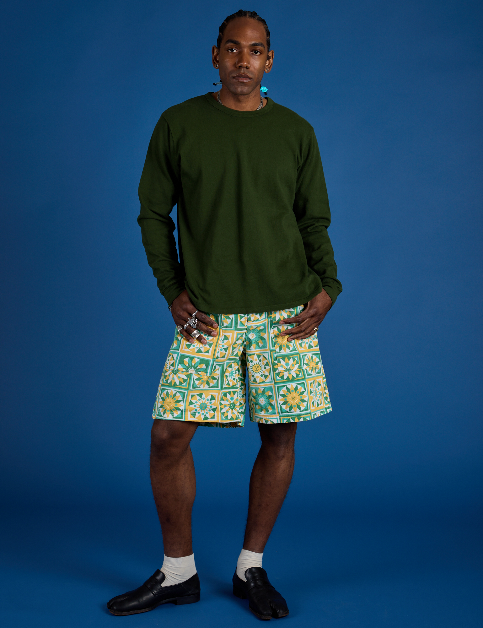 Longline Work Shorts - Spring Quilt Print