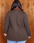 Back view of Quilted Overcoat in Espresso Brown on Ashley