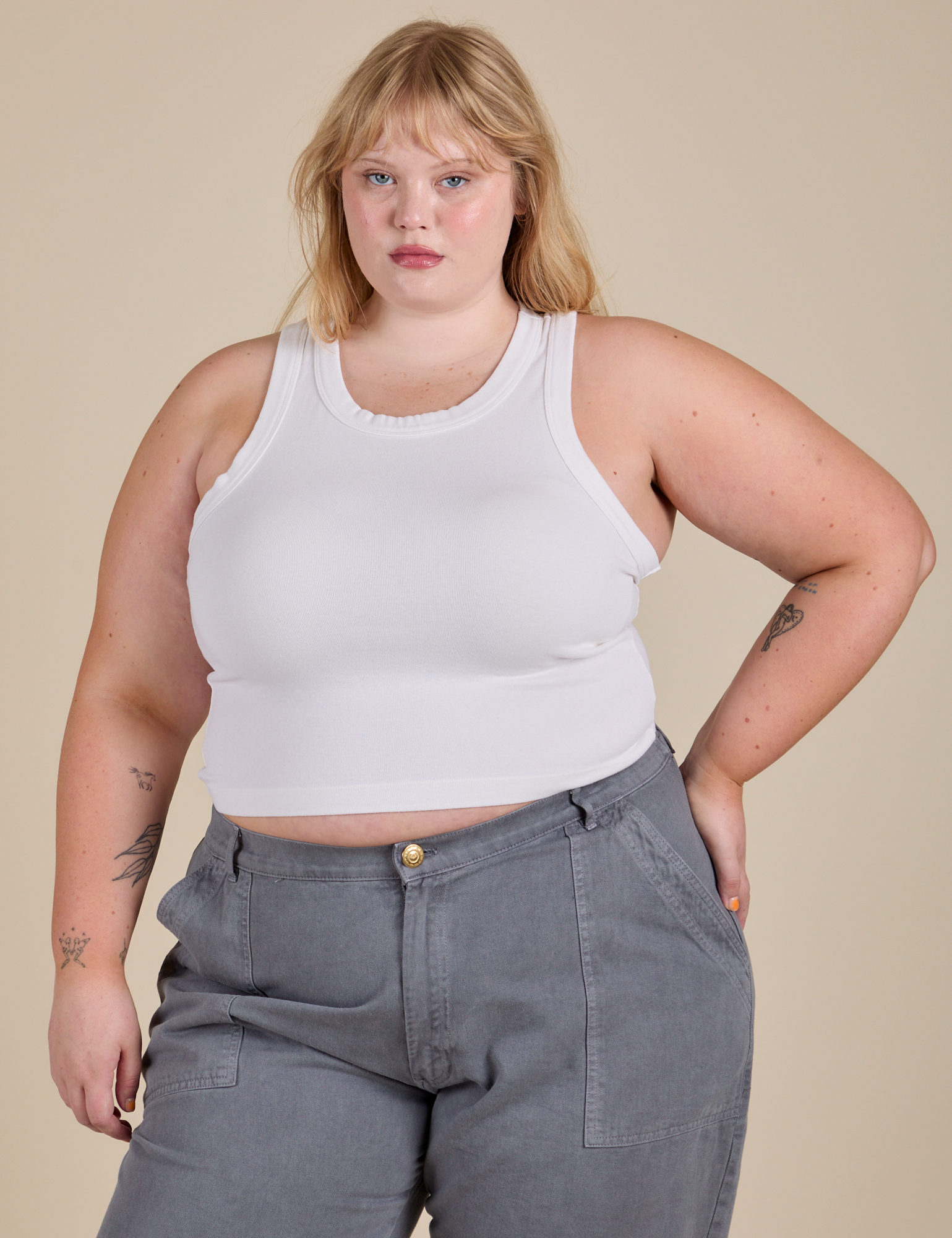 Racerback Tank - Vintage Tee White
