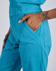 Short Sleeve Jumpsuit - Hawaiian Blue