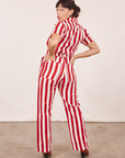 Back view of Cherry Stripe Jumpsuit on Tiara.