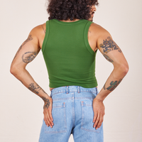 Back view of Cropped Tank Top in Lawn Green worn by Jesse