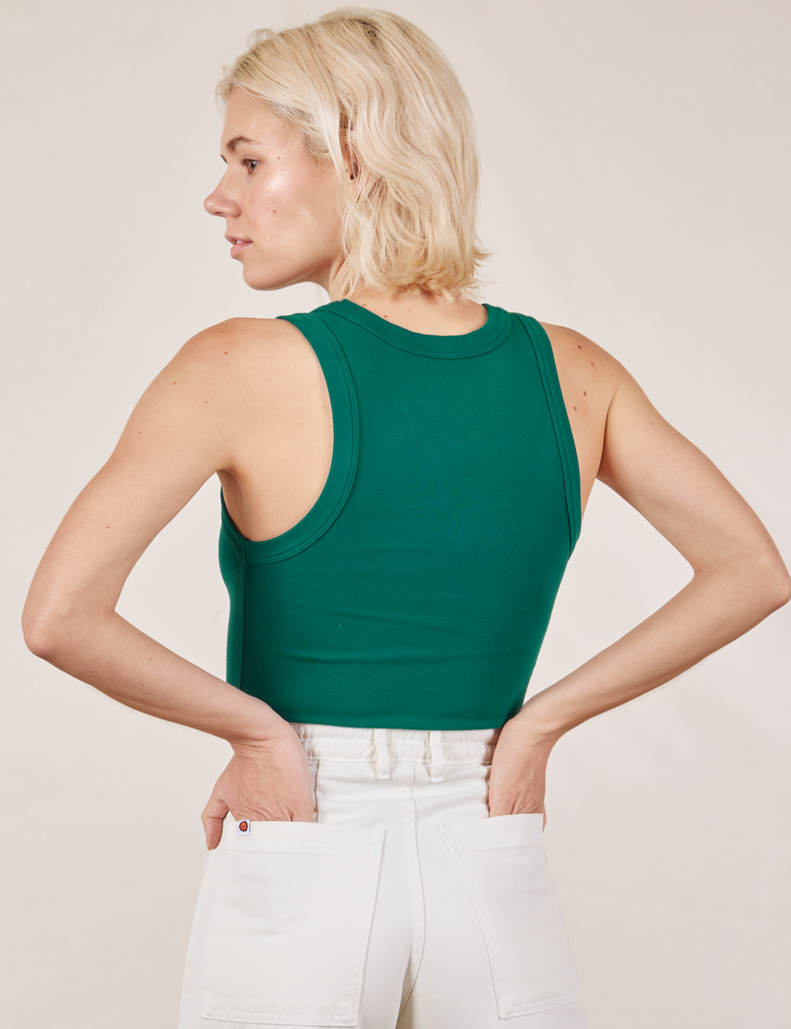 Back view of Tank Top in Hunter Green on Madeline
