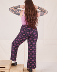 Back view of Western Pants in Purple Tile Jacquard on Sydney